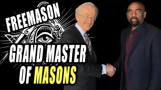Jesse Lee Peterson poses with Freemason Stephen Doan at The Fallen State studio